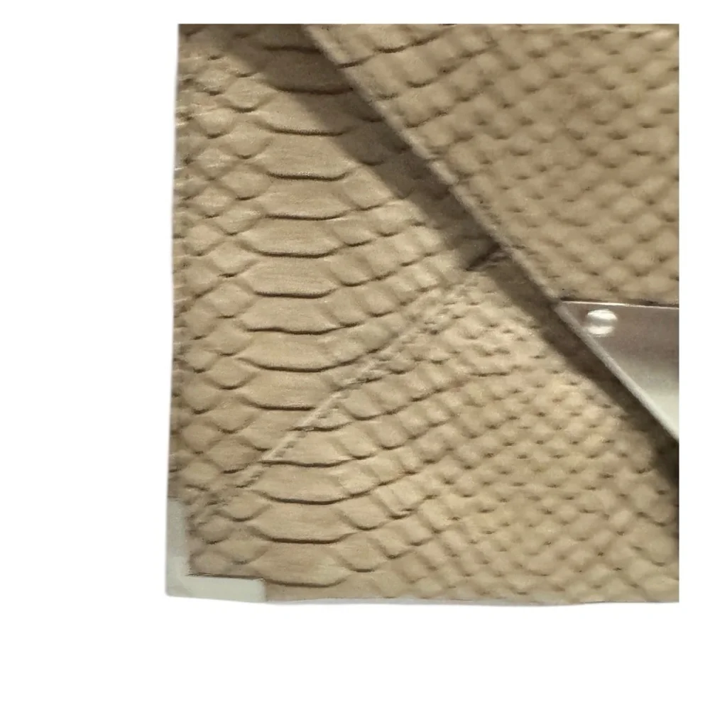 Tarnish Leather envelope-style clutch snakeskin texture, silver-toned hardware